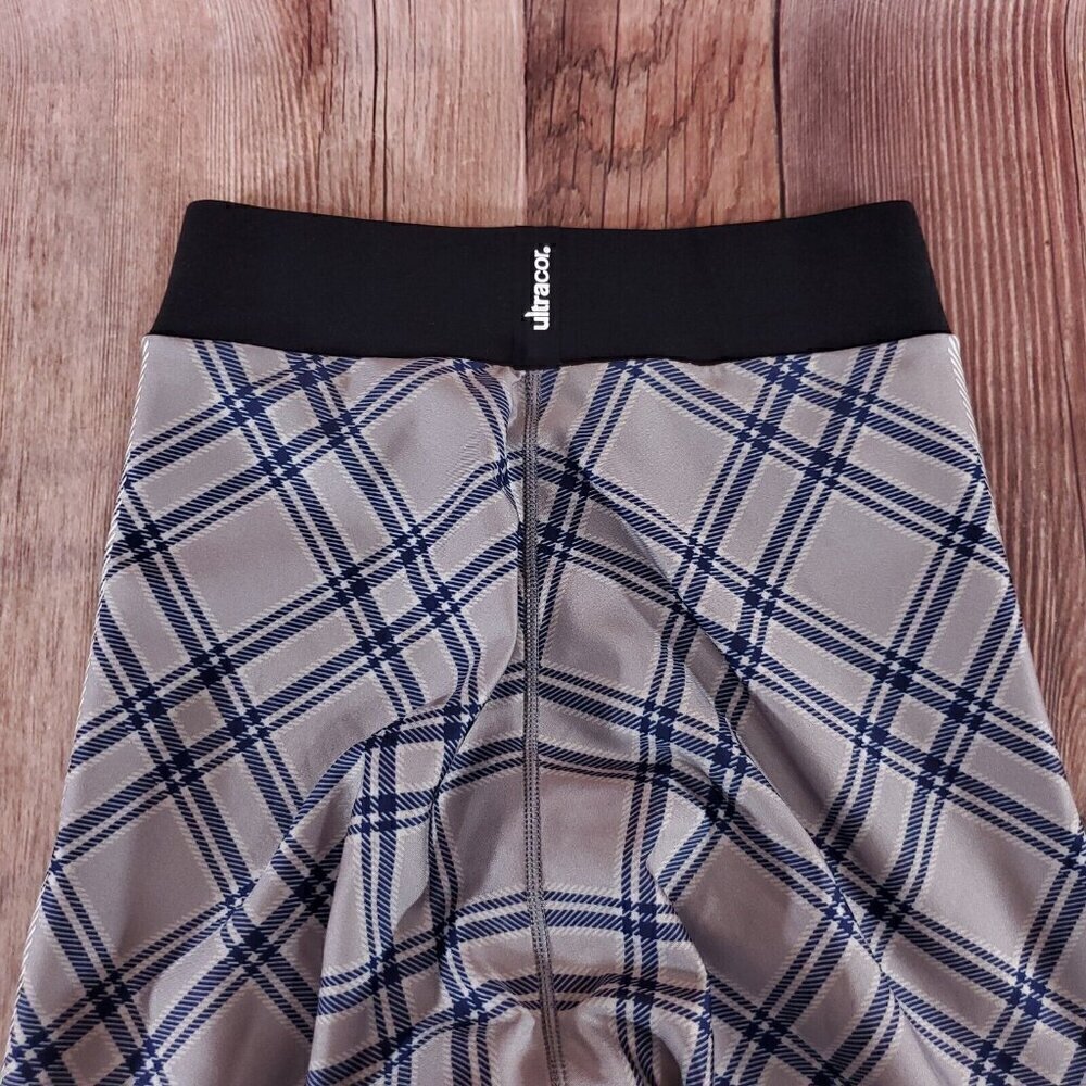 Ultracor Womens Size XS Ultra Plaid Plaid Stitch Ban Misty Gray Blue Leggings - Picture 6 of 12